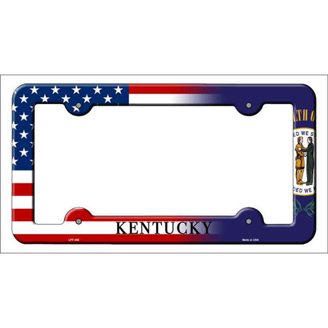 Kentucky|American Flag Novelty Metal License Plate Frame LPF-456