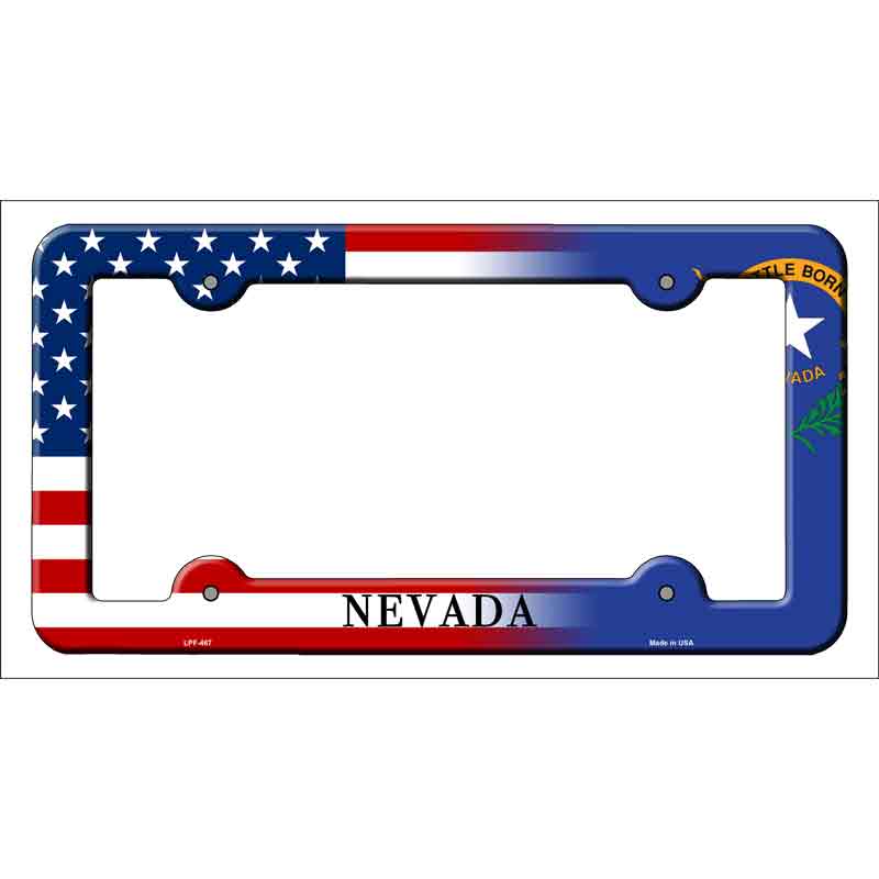 Nevada|American Flag Novelty Metal License Plate Frame LPF-467