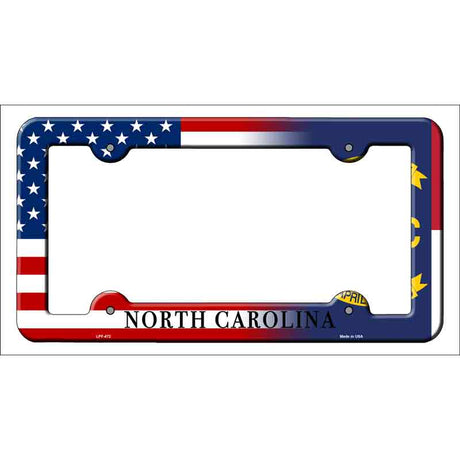 North Carolina|American Flag Novelty Metal License Plate Frame LPF-472