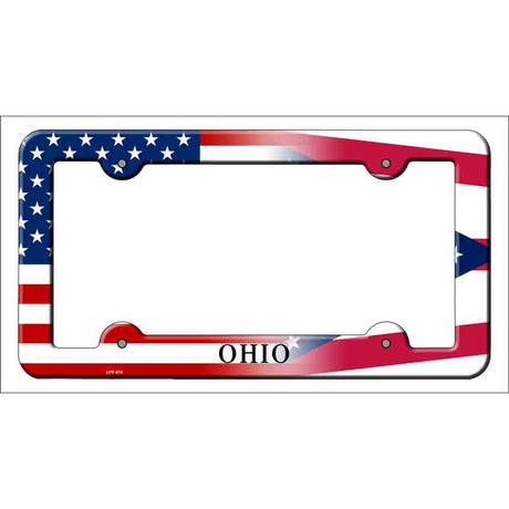 Ohio|American Flag Novelty Metal License Plate Frame LPF-474