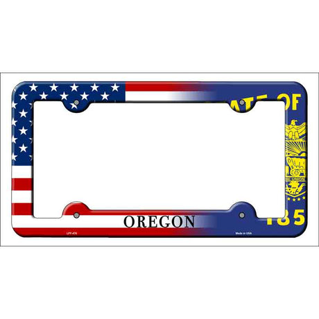 Oregon|American Flag Novelty Metal License Plate Frame LPF-476