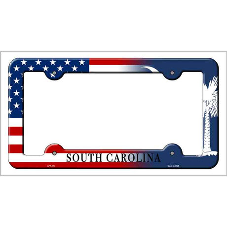 South Carolina|American Flag Novelty Metal License Plate Frame LPF-479