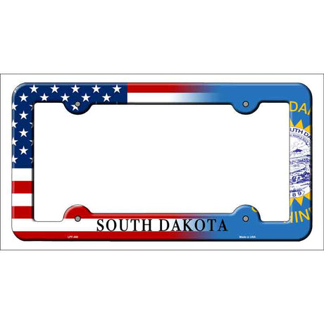 South Dakota|American Flag Novelty Metal License Plate Frame LPF-480