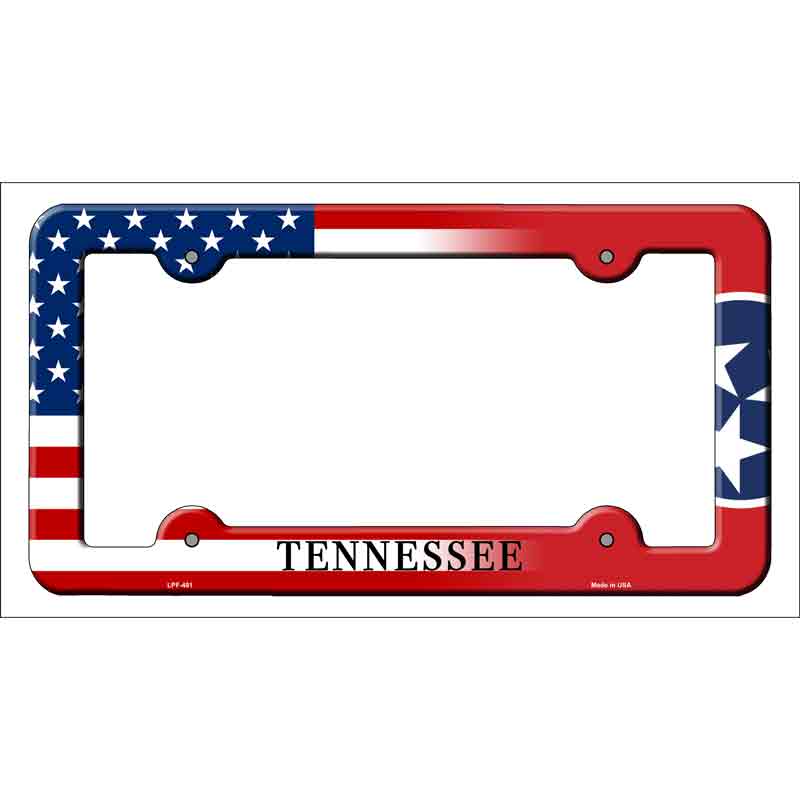 Tennessee|American Flag Novelty Metal License Plate Frame LPF-481