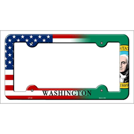 Washington|American Flag Novelty Metal License Plate Frame LPF-486