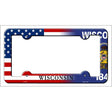 Wisconsin|American Flag Novelty Metal License Plate Frame LPF-488