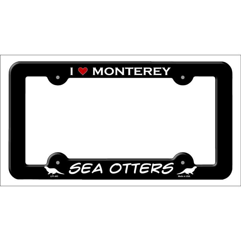 I Love Monterey Sea Otters Novelty Metal License Plate Frame LPF-493 Black