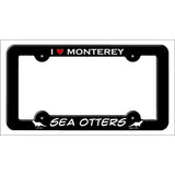 I Love Monterey Sea Otters Novelty Metal License Plate Frame LPF-493 Black