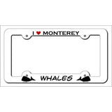 I Love Monterey Whales Novelty Metal License Plate Frame LPF-494 White