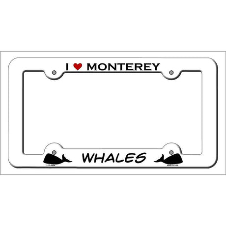 I Love Monterey Whales Novelty Metal License Plate Frame LPF-494 White