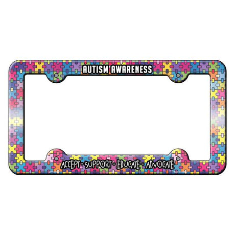 Accept Support Educate Advocate Autism Novelty Metal License Plate Frame