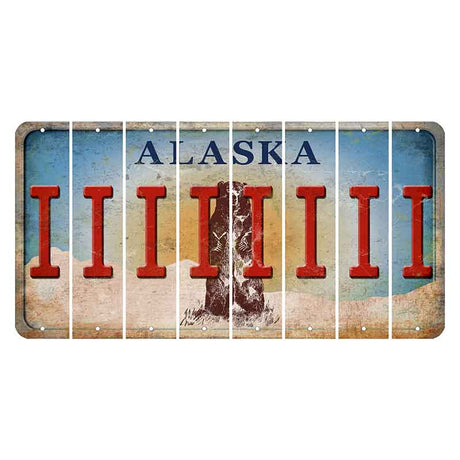 Alaska Kodiak Bear Cut License Plate Strips (Set of 8)