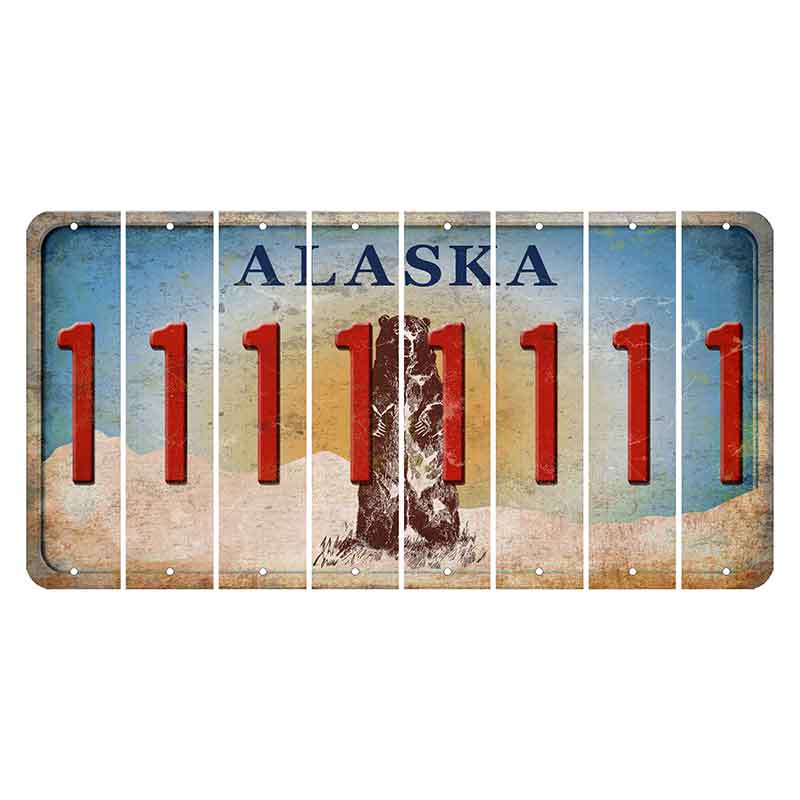 Alaska Kodiak Bear Cut License Plate Strips (Set of 8) 1