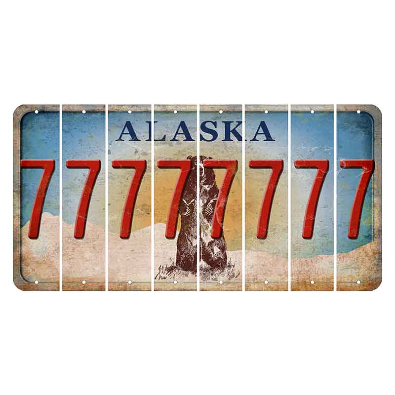 Alaska Kodiak Bear Cut License Plate Strips (Set of 8)