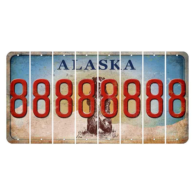 Alaska Kodiak Bear Cut License Plate Strips (Set of 8) 8