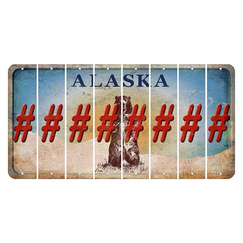 Alaska Kodiak Bear Cut License Plate Strips (Set of 8) Hashtag