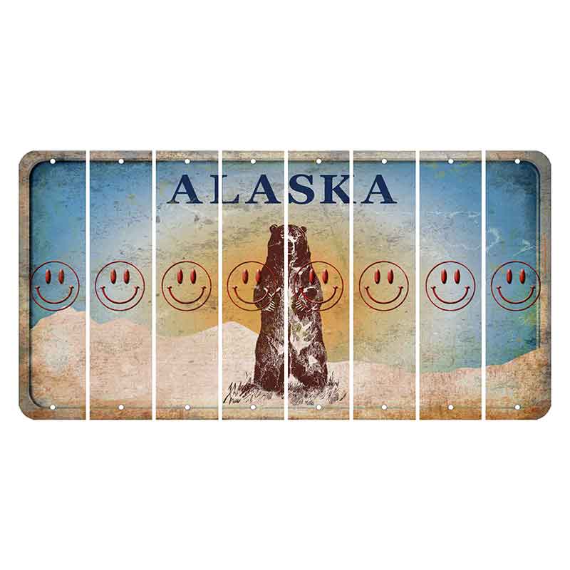 Alaska Kodiak Bear Cut License Plate Strips (Set of 8) Smiley Face