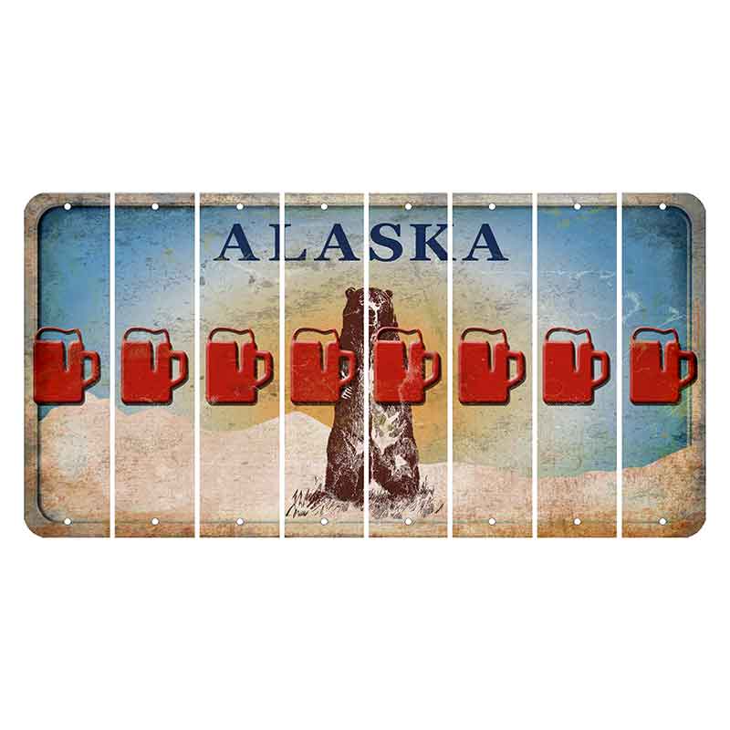 Alaska Kodiak Bear Cut License Plate Strips (Set of 8) Beer Mug