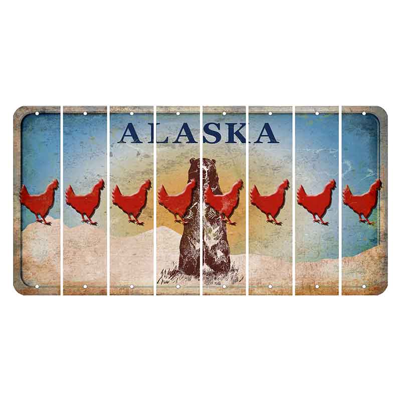 Alaska Kodiak Bear Cut License Plate Strips (Set of 8) Chicken