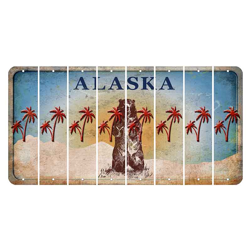 Alaska Kodiak Bear Cut License Plate Strips (Set of 8) Palm Trees