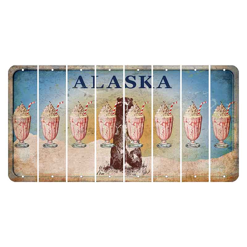 Alaska Kodiak Bear Cut License Plate Strips (Set of 8) Milkshake