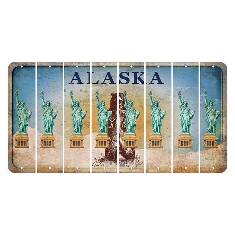 Alaska Kodiak Bear Cut License Plate Strips (Set of 8)