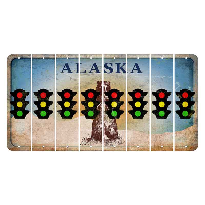 Alaska Kodiak Bear Cut License Plate Strips (Set of 8)