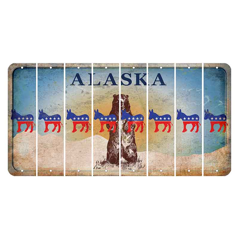 Alaska Kodiak Bear Cut License Plate Strips (Set of 8) Democrat