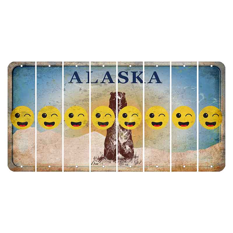 Alaska Kodiak Bear Cut License Plate Strips (Set of 8) Emoji - Winking