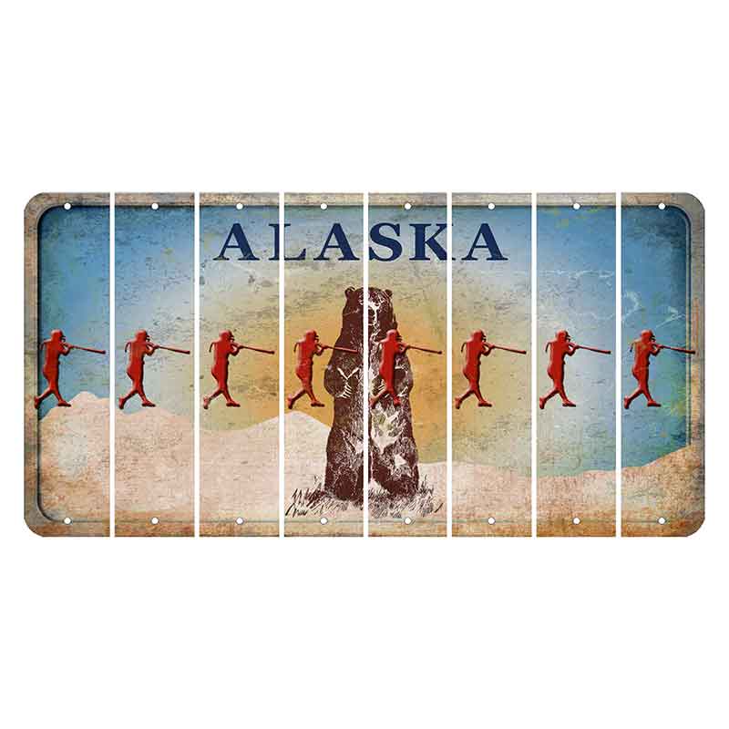 Alaska Kodiak Bear Cut License Plate Strips (Set of 8) Softball Batter
