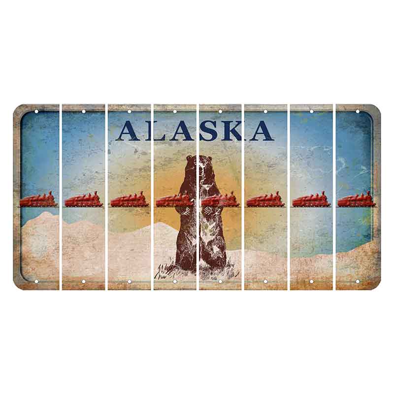 Alaska Kodiak Bear Cut License Plate Strips (Set of 8) Train