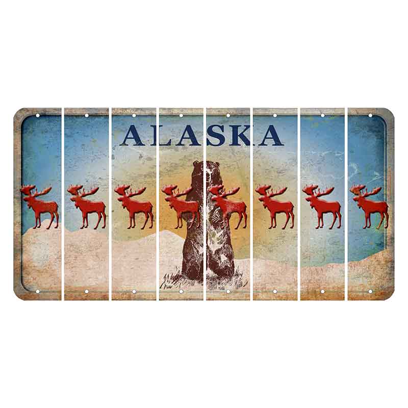 Alaska Kodiak Bear Cut License Plate Strips (Set of 8) Moose