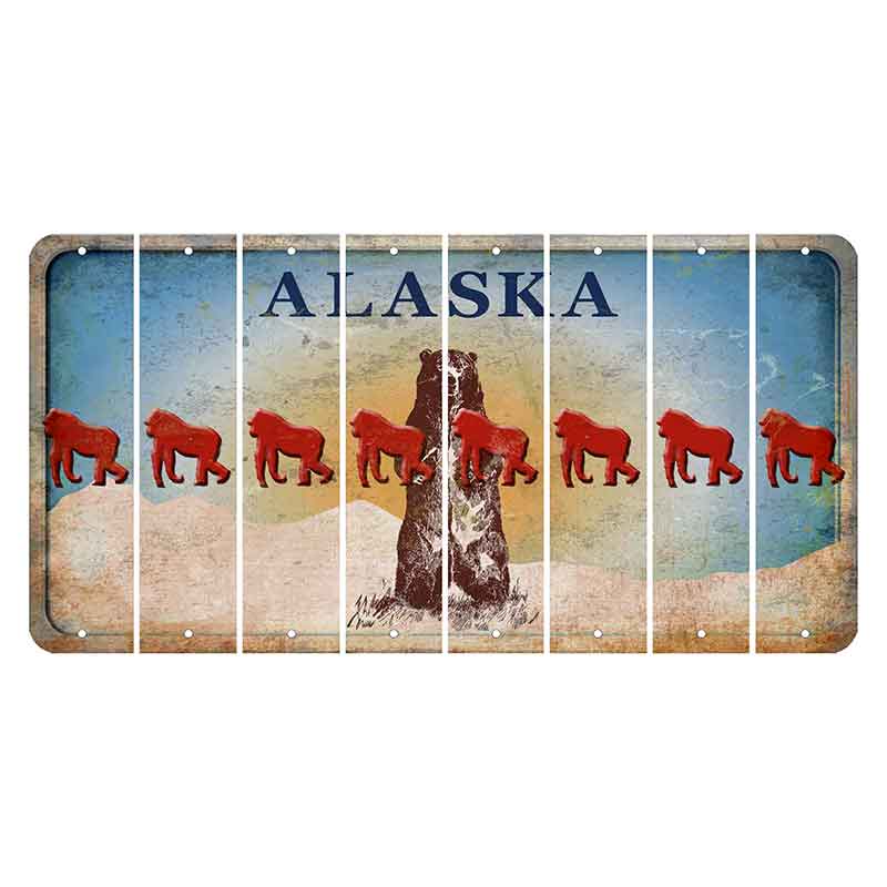Alaska Kodiak Bear Cut License Plate Strips (Set of 8) Gorilla