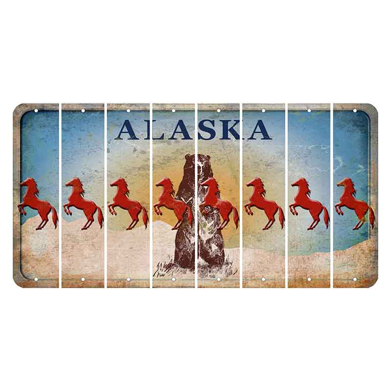 Alaska Kodiak Bear Cut License Plate Strips (Set of 8) Horse