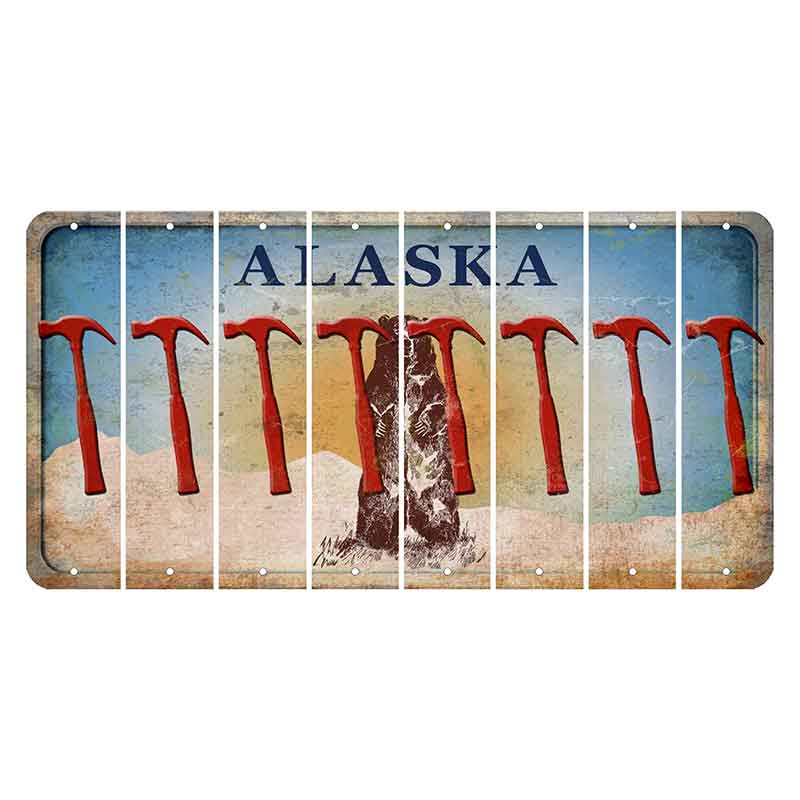 Alaska Kodiak Bear Cut License Plate Strips (Set of 8) Hammer