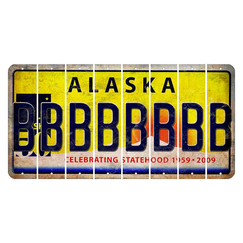 Alaska 50 Year Statehood Cut License Plate Strips (Set of 8) B