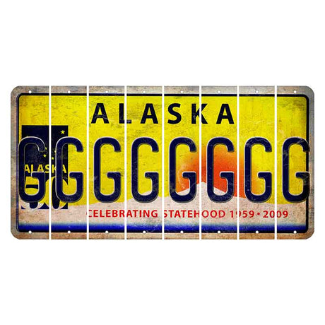 Alaska 50 Year Statehood Cut License Plate Strips (Set of 8)