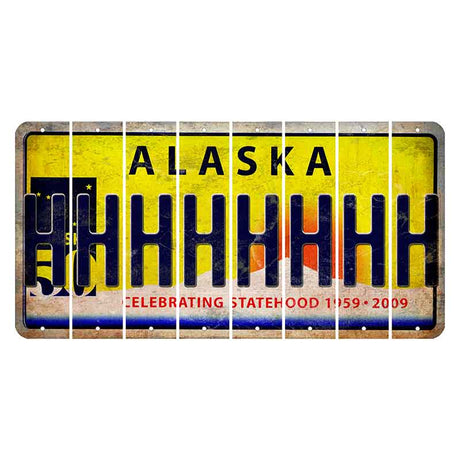 Alaska 50 Year Statehood Cut License Plate Strips (Set of 8)