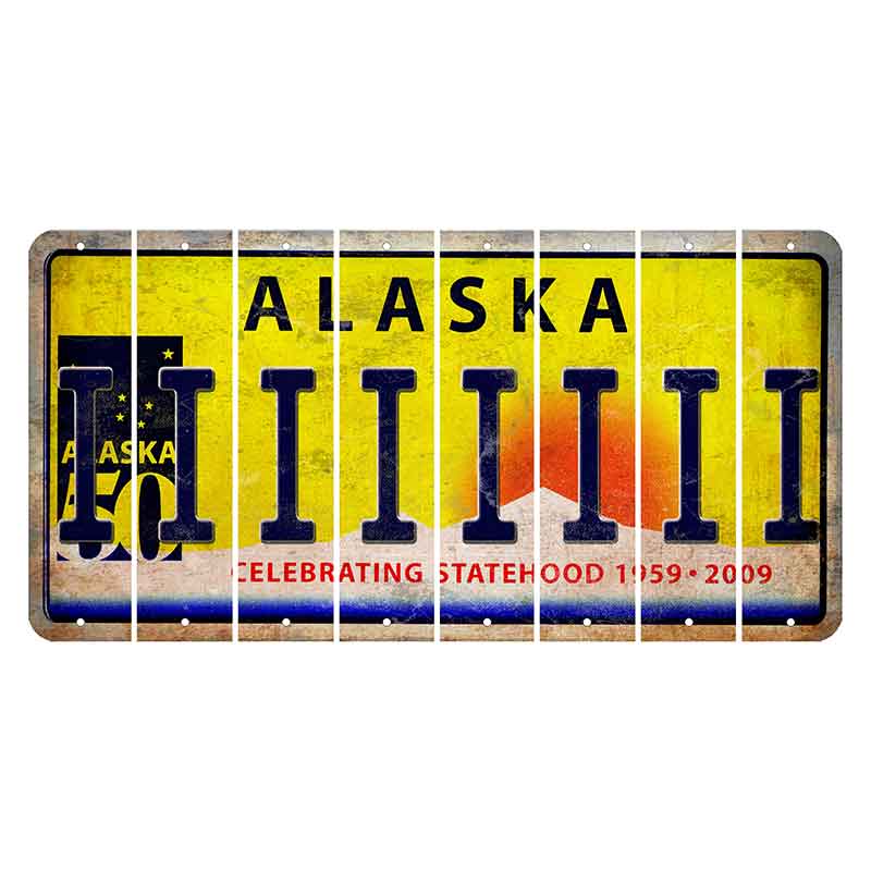 Alaska 50 Year Statehood Cut License Plate Strips (Set of 8) I