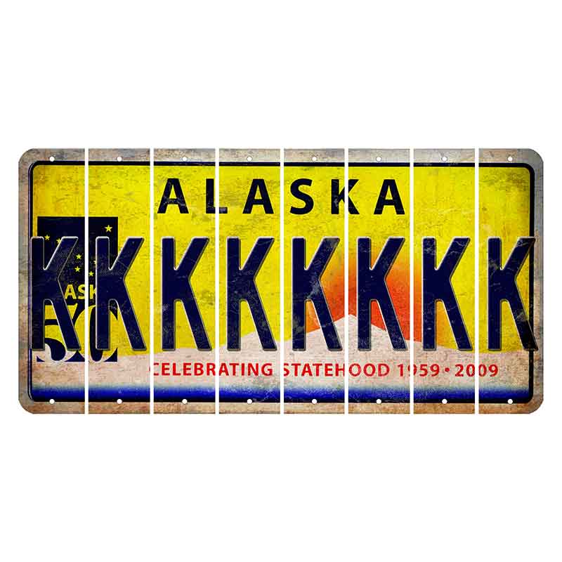 Alaska 50 Year Statehood Cut License Plate Strips (Set of 8)