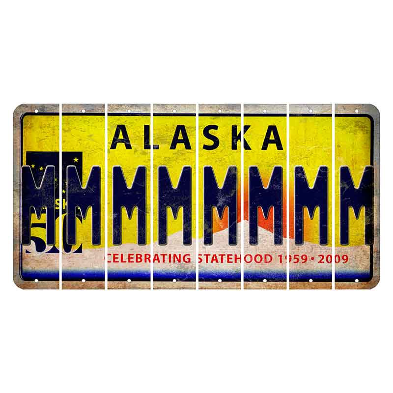 Alaska 50 Year Statehood Cut License Plate Strips (Set of 8)