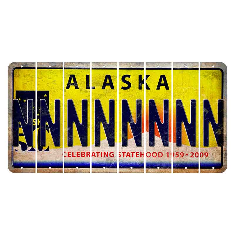 Alaska 50 Year Statehood Cut License Plate Strips (Set of 8) N