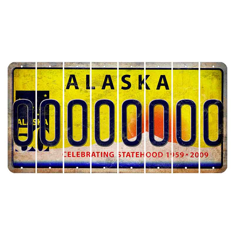 Alaska 50 Year Statehood Cut License Plate Strips (Set of 8)