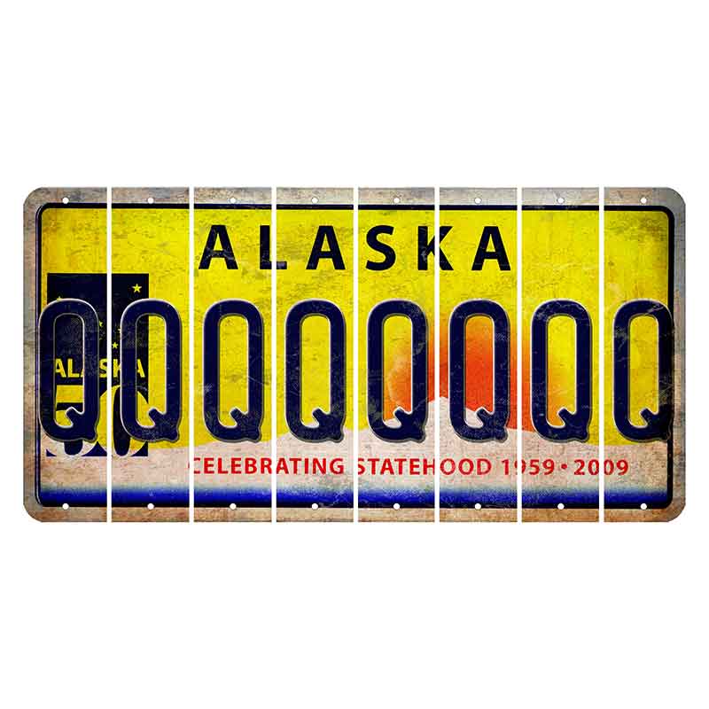 Alaska 50 Year Statehood Cut License Plate Strips (Set of 8)