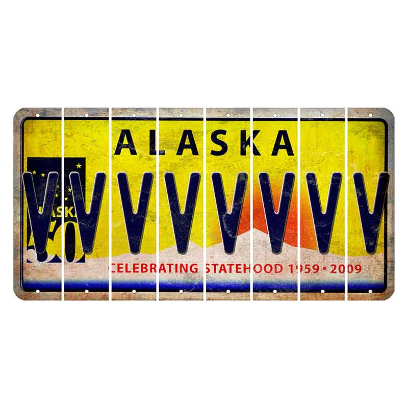 Alaska 50 Year Statehood Cut License Plate Strips (Set of 8)