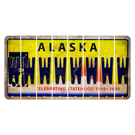 Alaska 50 Year Statehood Cut License Plate Strips (Set of 8)