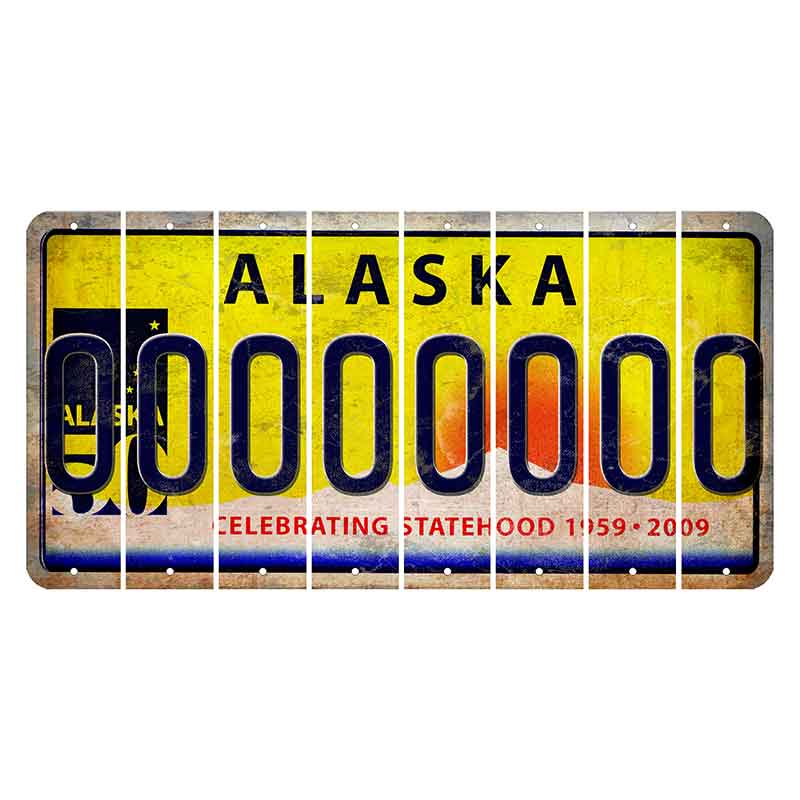 Alaska 50 Year Statehood Cut License Plate Strips (Set of 8)