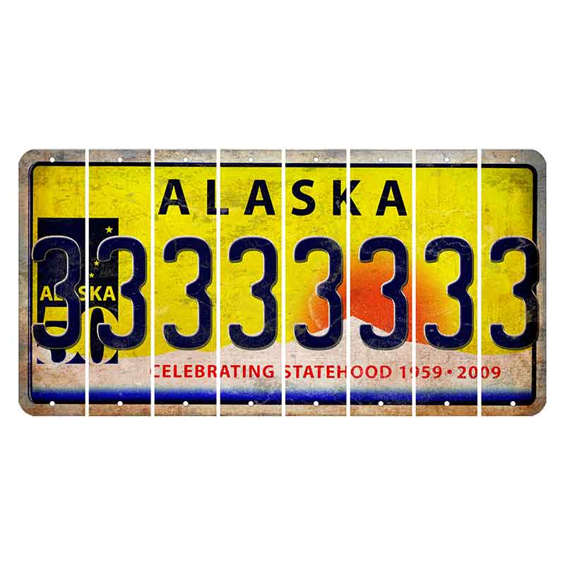 Alaska 50 Year Statehood Cut License Plate Strips (Set of 8)