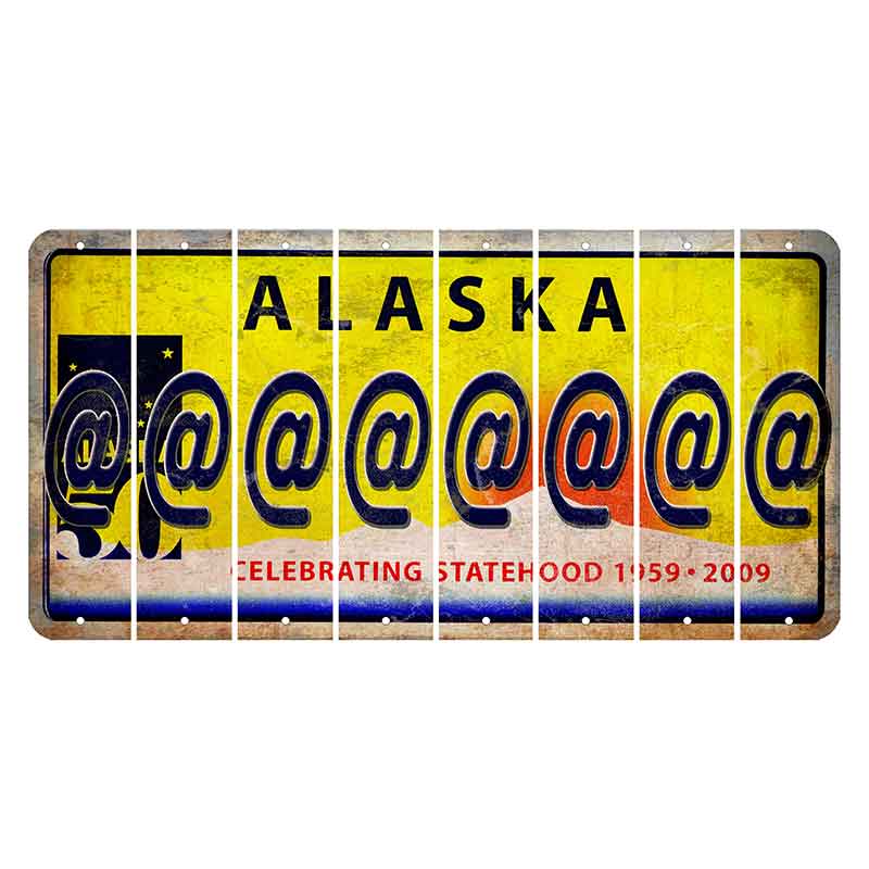 Alaska 50 Year Statehood Cut License Plate Strips (Set of 8)