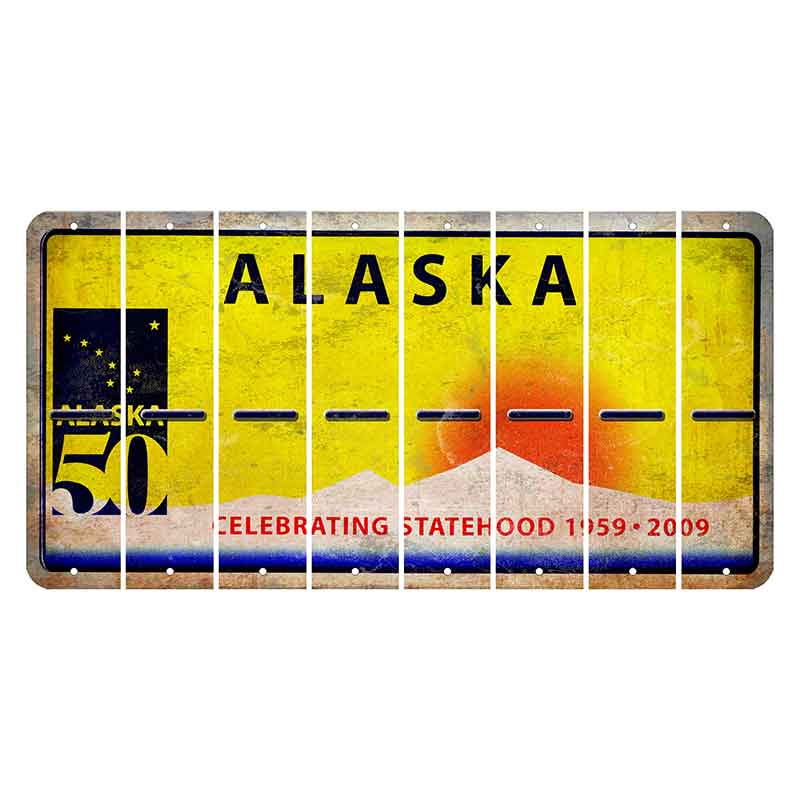 Alaska 50 Year Statehood Cut License Plate Strips (Set of 8) Hyphen